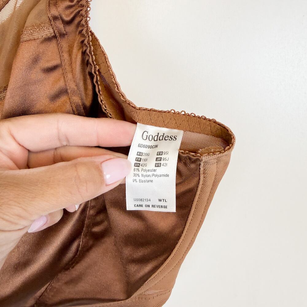 Goddess Keira Banded Underwire Unlined Bra Brown Satin - 42I - Picture 3 of 6